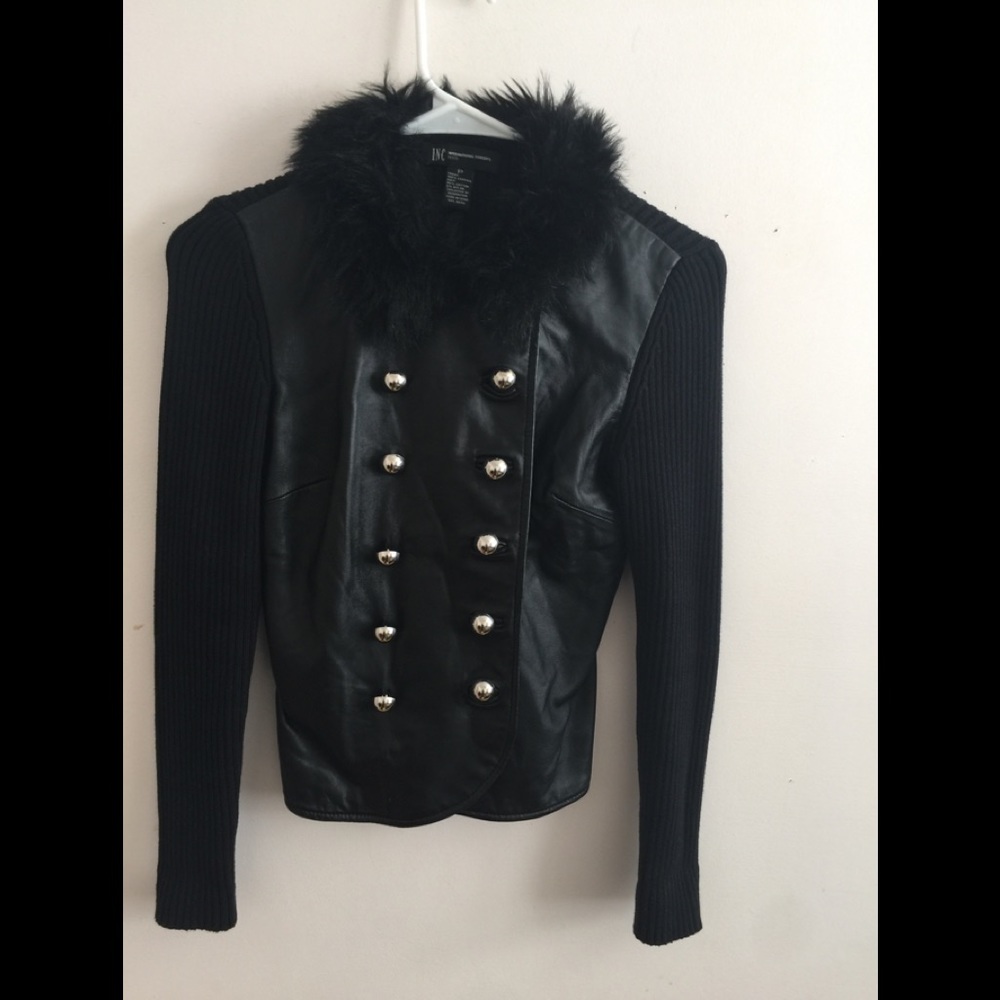 INC GENUINE LEATHER JACKET/SWEATER SZP